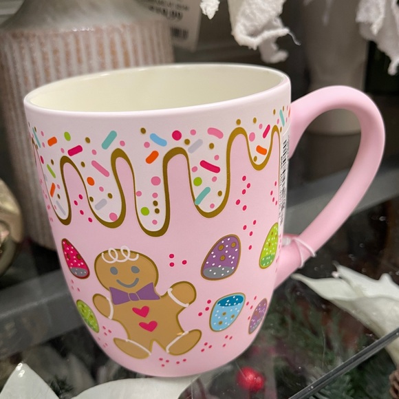 Christmas Pink Gingerbread Gumdrop Matte Soft Touch Mug NWT - Picture 1 of 3